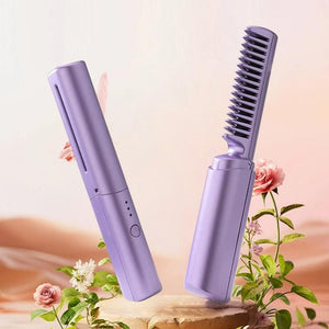 Meneflix Portable Mini Hair Straightener Cordless Rechargeable Mini Adjustable Hair Straightener Hot Comb